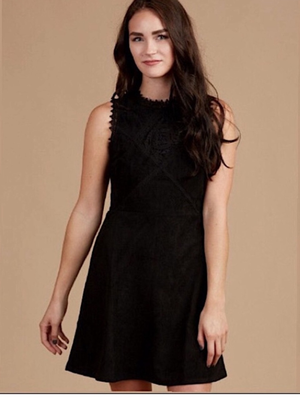 ALTAR’D STATE Black Faux Suede Lace Western Dress Whimsigoth